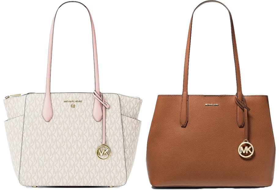 white and brown tote bags