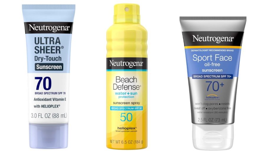 three different kinds of Neutrogena sunscreens