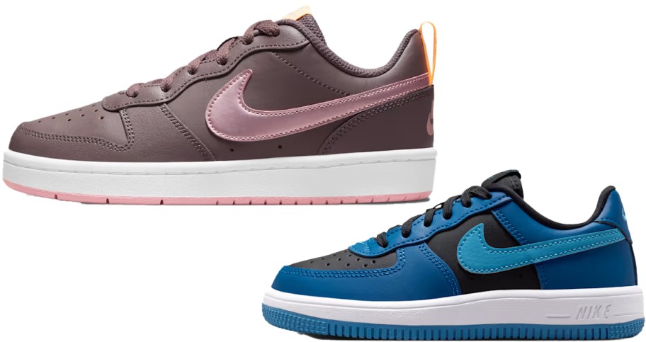brown and blue nike sneakers