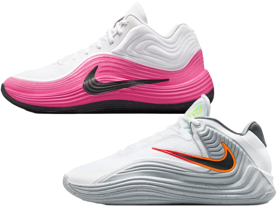 pink and white nike basketball shoes