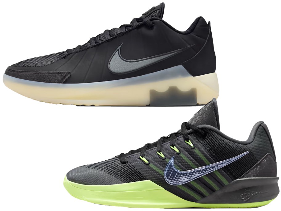two black nike basketball shoes