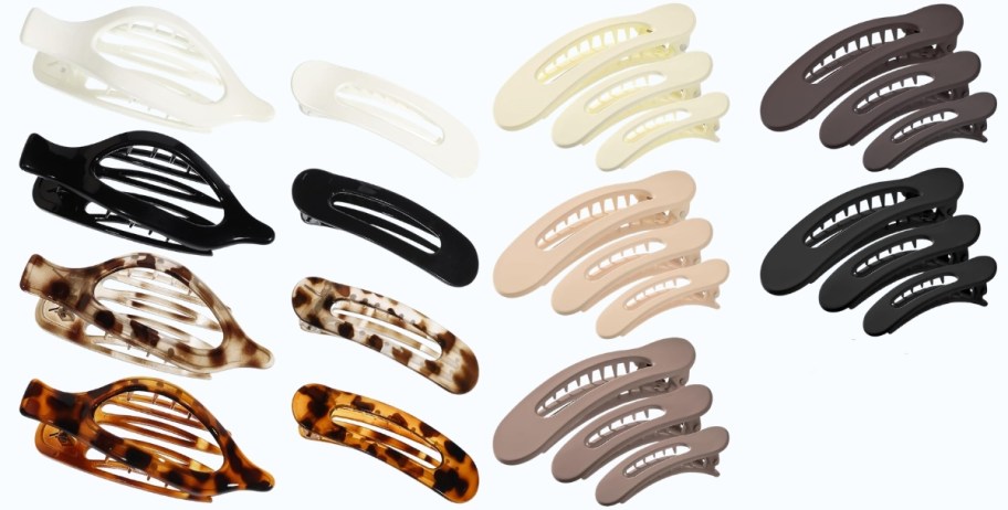 two sets of hair clips in neutral colors