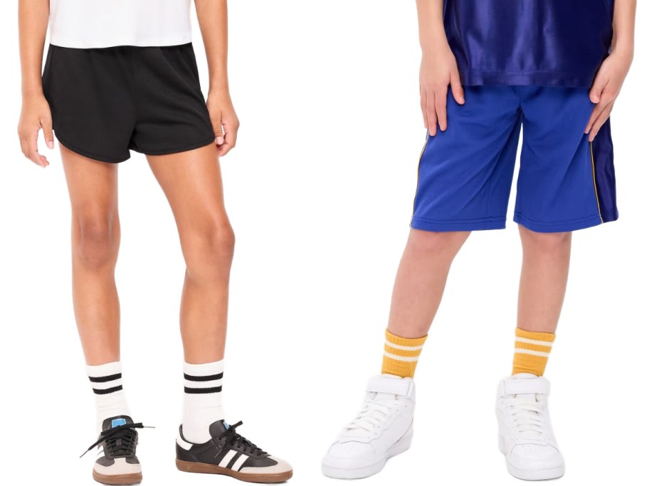 Stock images of a girl and a boy wearing Old navy shorts
