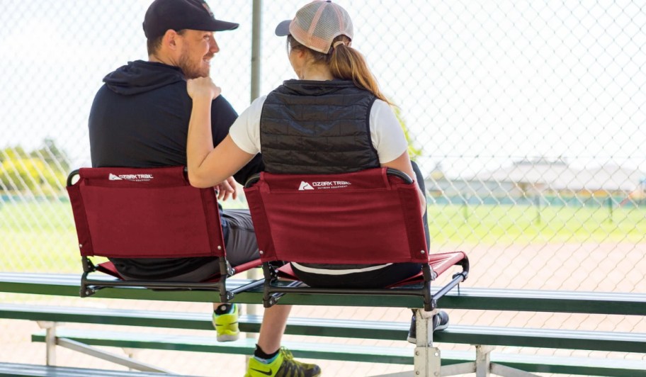 two people sitting in Ozark Trail Stadium Seats on bleachers