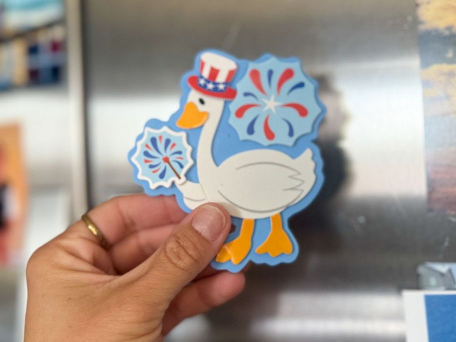 Patriotic Silly Goose Firework Magnet Craft Kit in hand