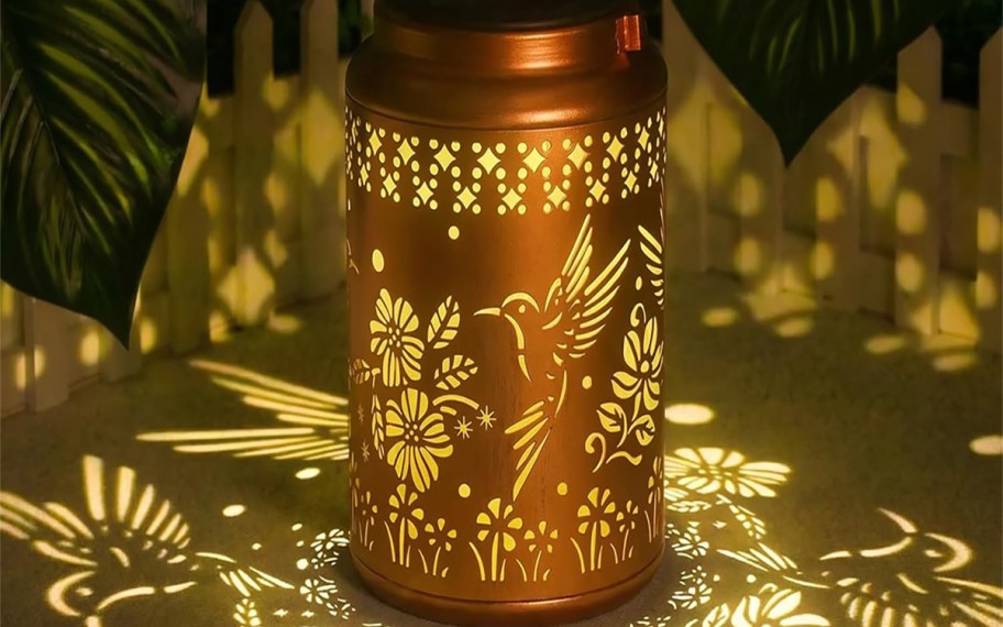 solar lantern on pavement