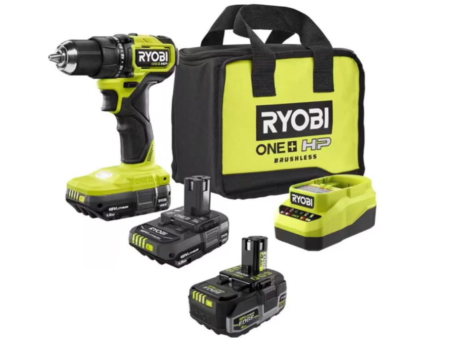 RYOBI ONE+ HP 18V Brushless Compact 1:2 Drill:Driver Kit w: 3 Batteries & Charger