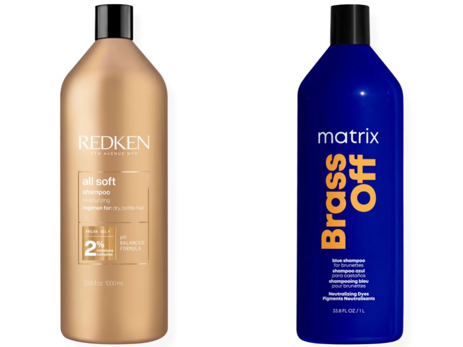 Redken Jumbo All Soft Shampoo and Matrix Brass Off Blue Shampoo for Brunettes