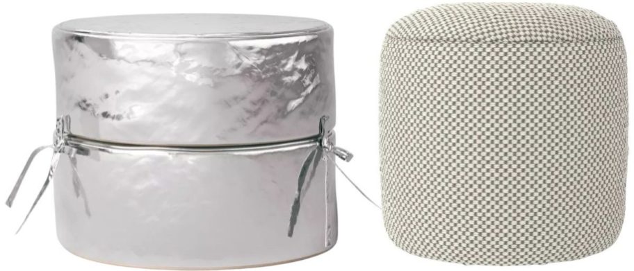 Room Essentials Stacking Bow Dorm Pouf Ottoman and Cylinder Bean Filled Pouf