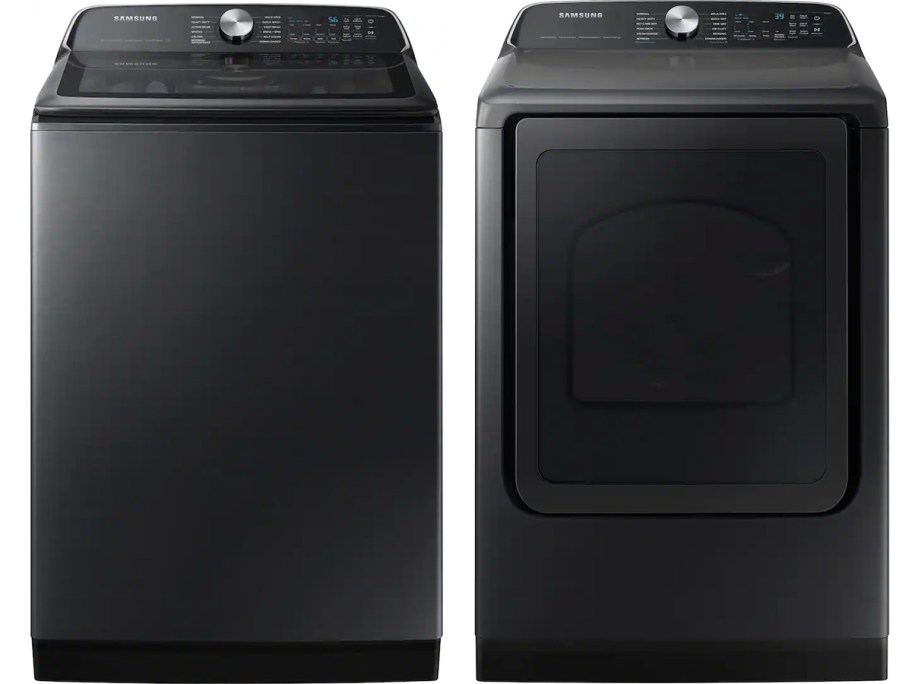 black washing machine and dryer pair