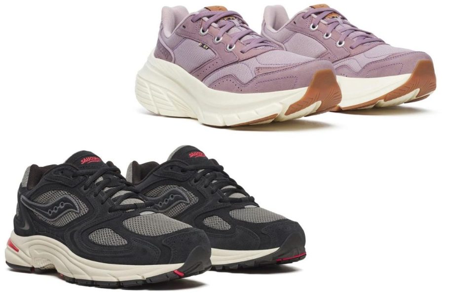Stock images of two pairs of Saucony shoes