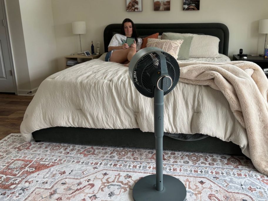 Shark FlexBreeze indoor/outdoor cordless fan in the bedroom