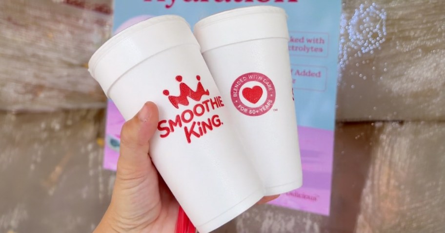 Smoothie King Smoothies being held