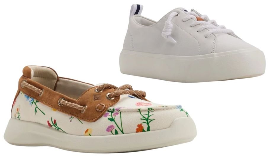 Sperry shoes with print and in white