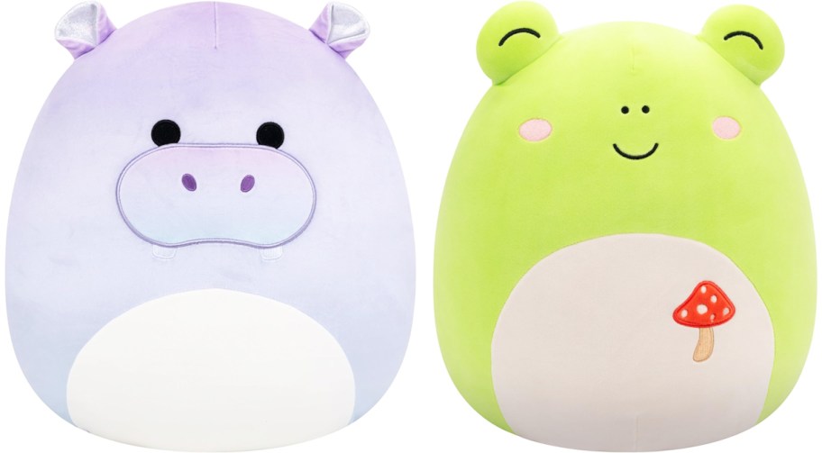 purple hippo and green frog squishmallows