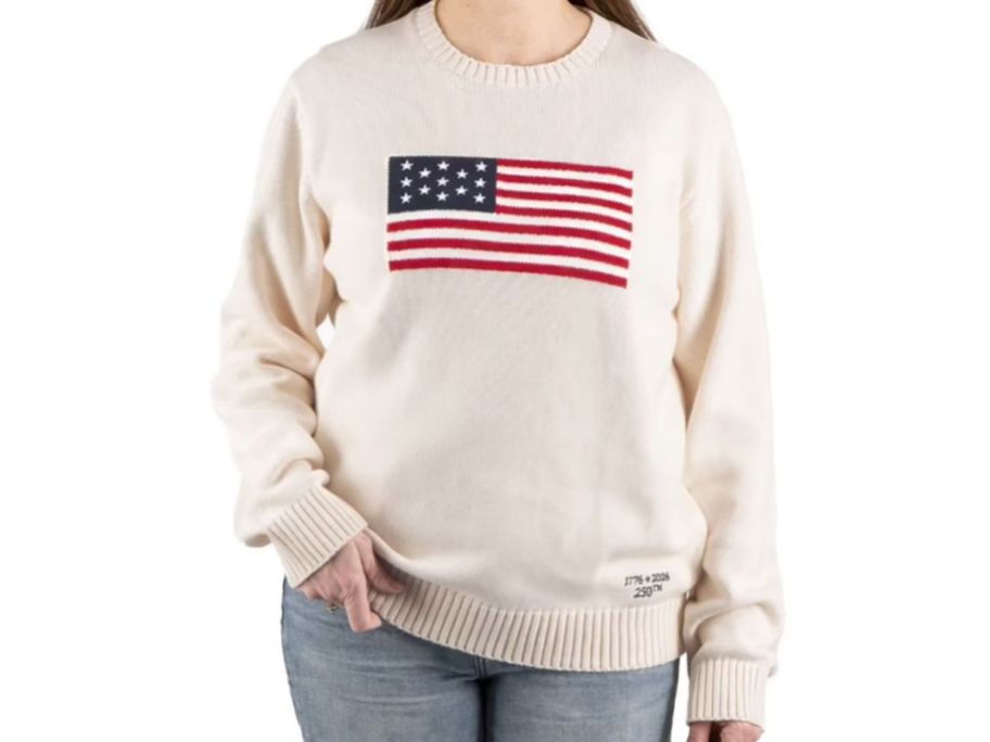 woman wearing State of Mine Americana Sweater