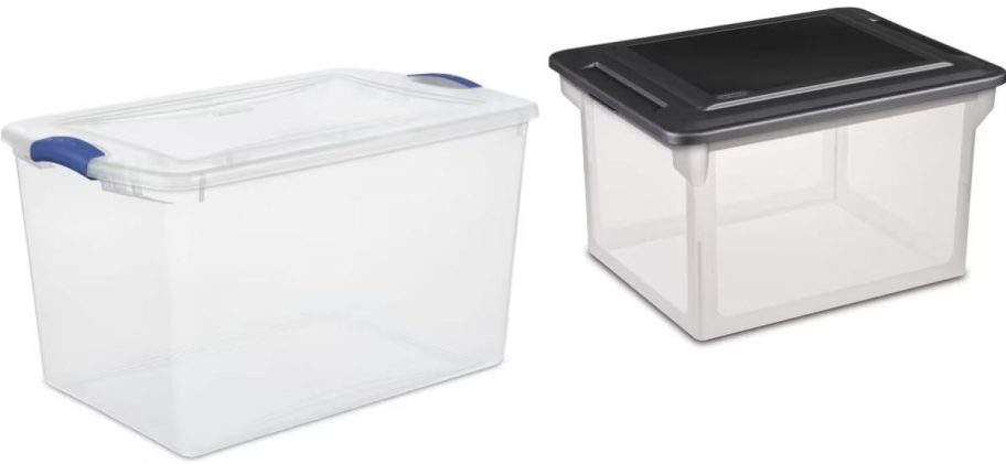 Stock images of two Sterilite storage bins
