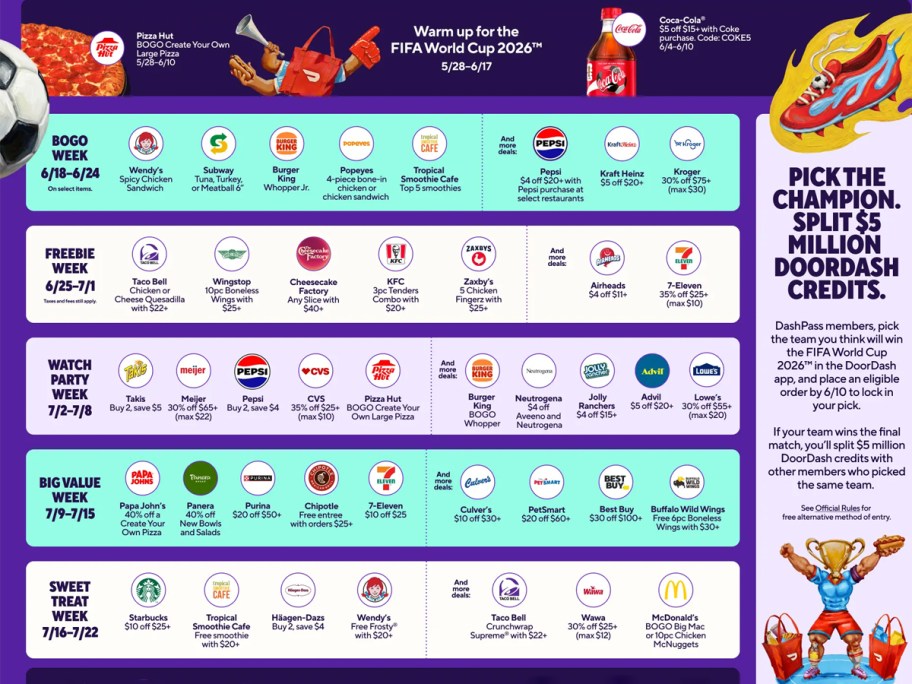 Summer Dash Pass Schedule