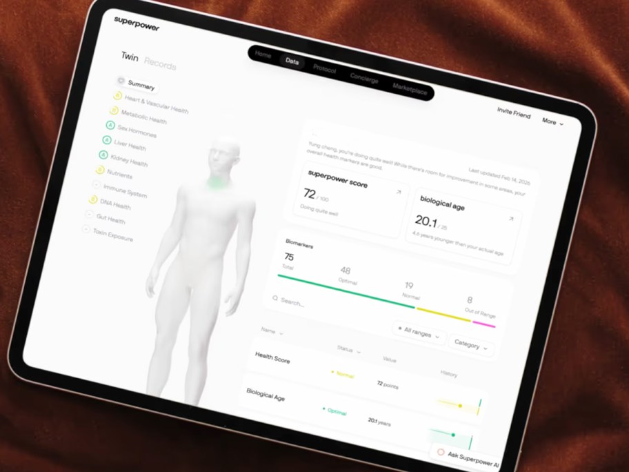 superpower lab results on a tablet