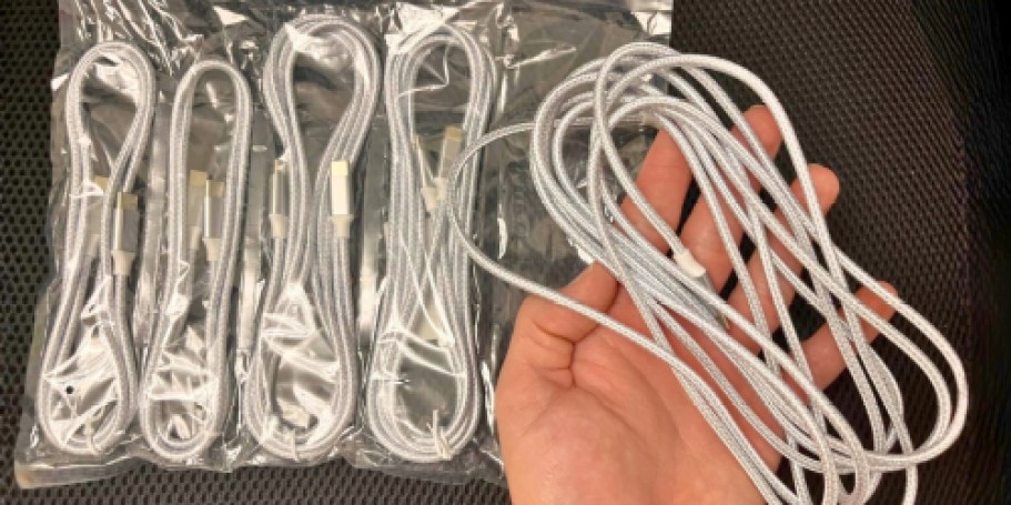 USB-C Charging Cables 5-Pack Just $3.99 on Amazon (Includes 3′, 6′, & 10′ Lengths!)
