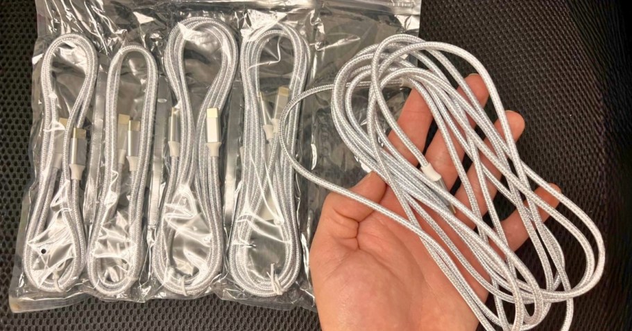 USB-C Charging Cables 5-Pack Just $3.99 on Amazon (Includes 3′, 6′, & 10′ Lengths!)
