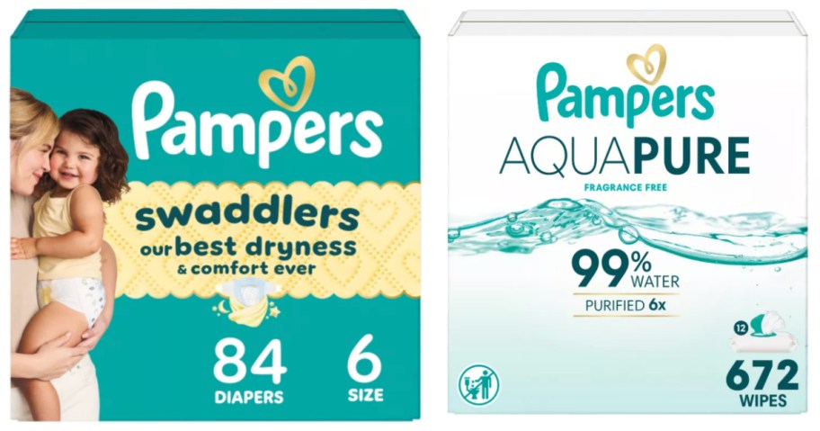 box of diapers and baby wipes