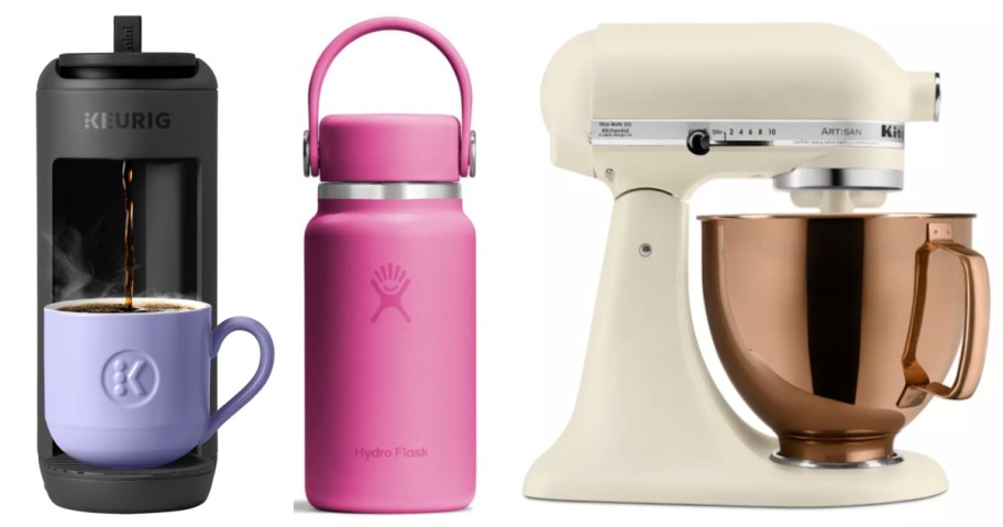 coffee maker, water bottle and kitchen mixer