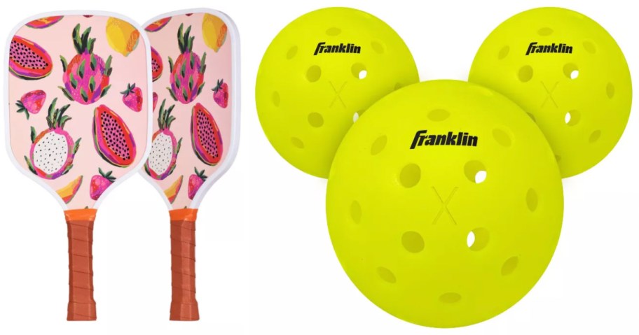 pickleball paddles and balls