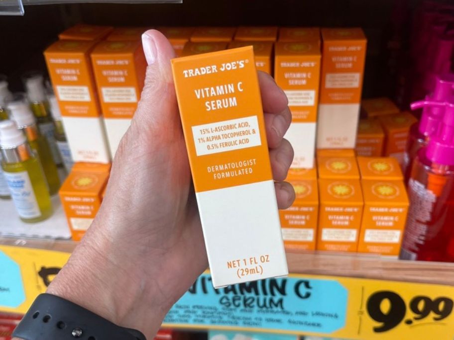 Trader Joe's Vitamin C Serum in hand in store