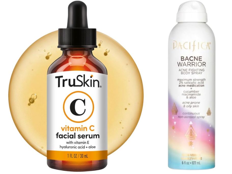 TruSkin Vitamin C Serum 1oz and Pacifica Bacne Warrior Salicylic Acid Spray 6oz