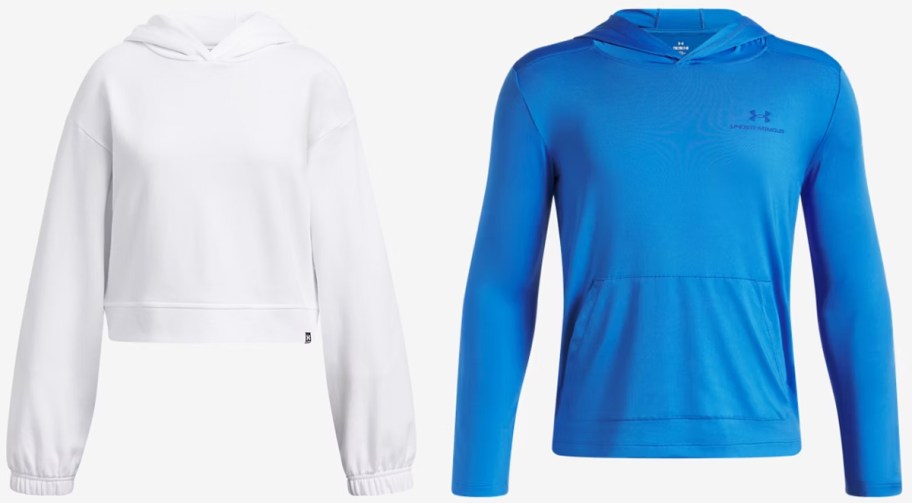 white and blue under armour hoodies