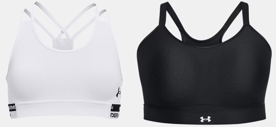 white and black sports bras
