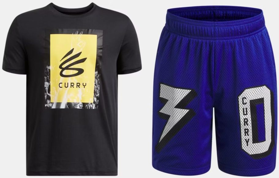 Stock images of Under Armour Curry Boys Tee and Shorts
