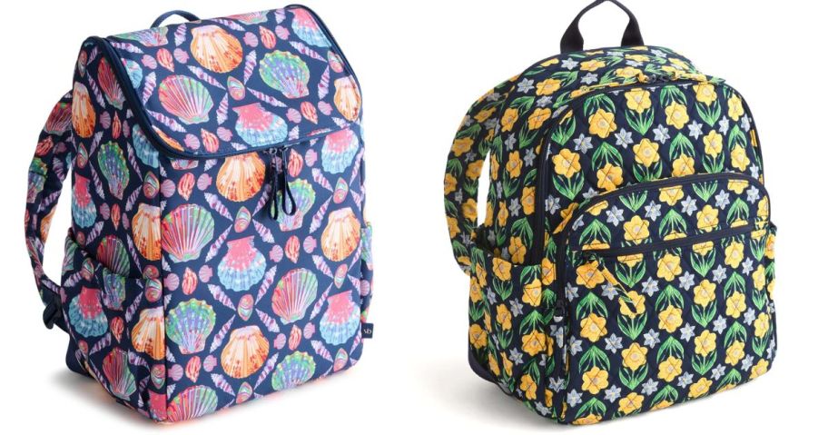 Stock images of a Vera Bradley Cooler Backpack and a regular Backpack