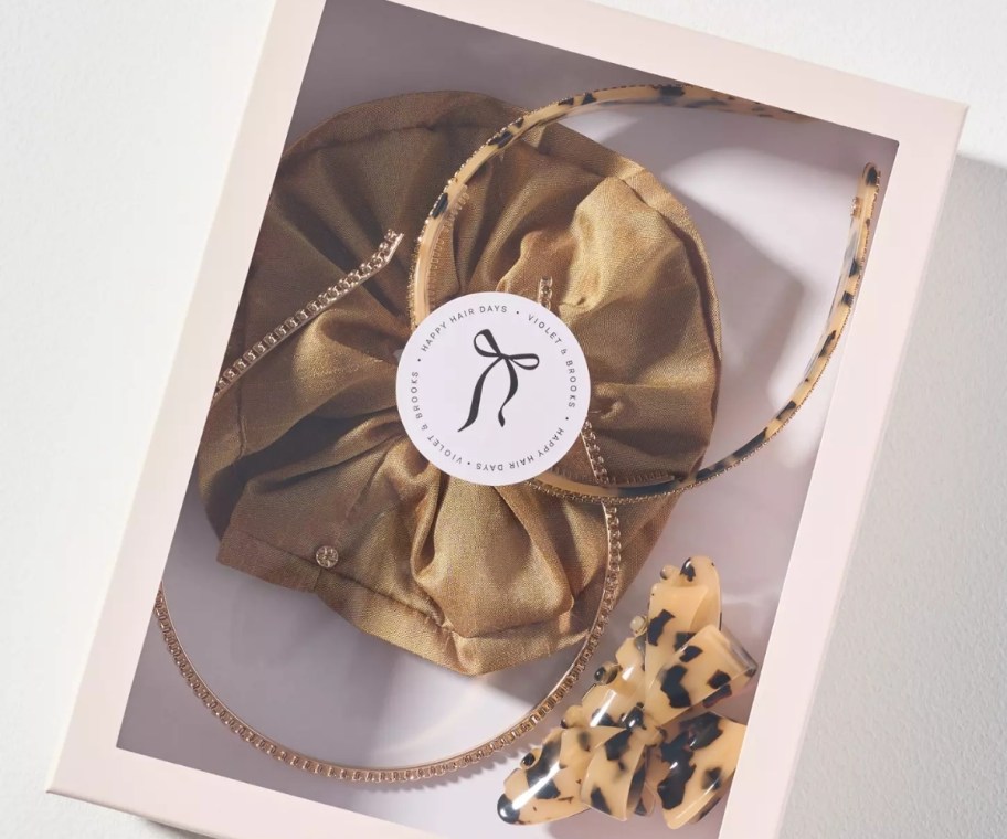 a 4 piece hair accessory set in leopard print