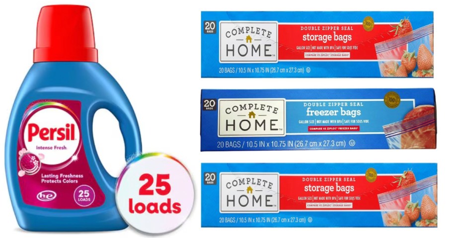 laundry detergent and food storage bags