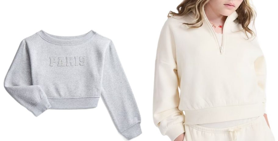 Stock images of two sweatshirts from Walmart