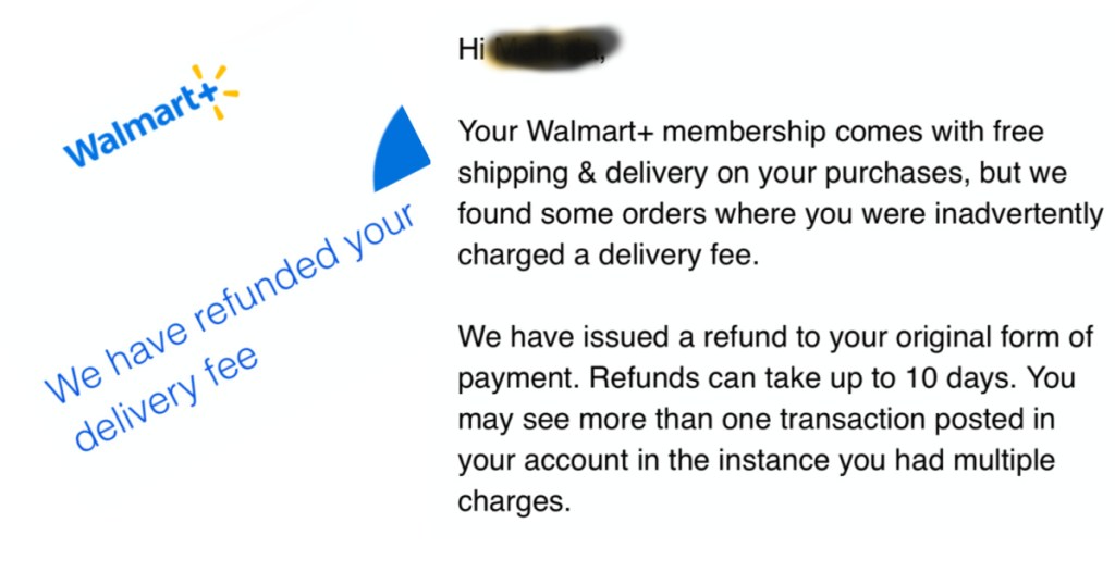 Screenshots of Walmart email