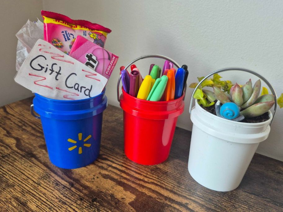 Walmart Mini Buckets on table
