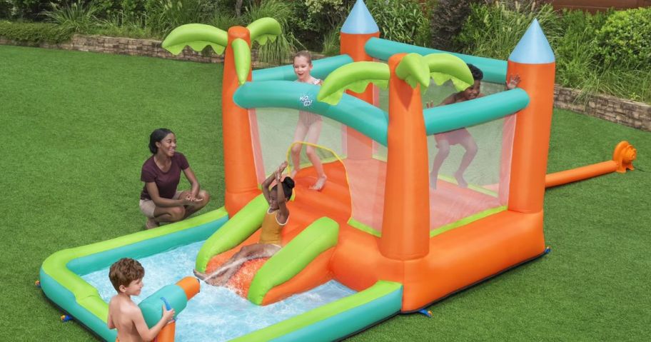 H2OGO! Kids Tropical Outdoor Inflatable Mega Bouncer