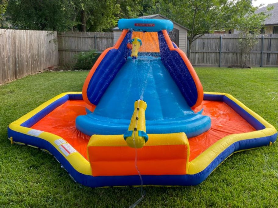 Sportspower Battle Ridge Inflatable Water Slide w/ Climbing Wall & Water Cannon