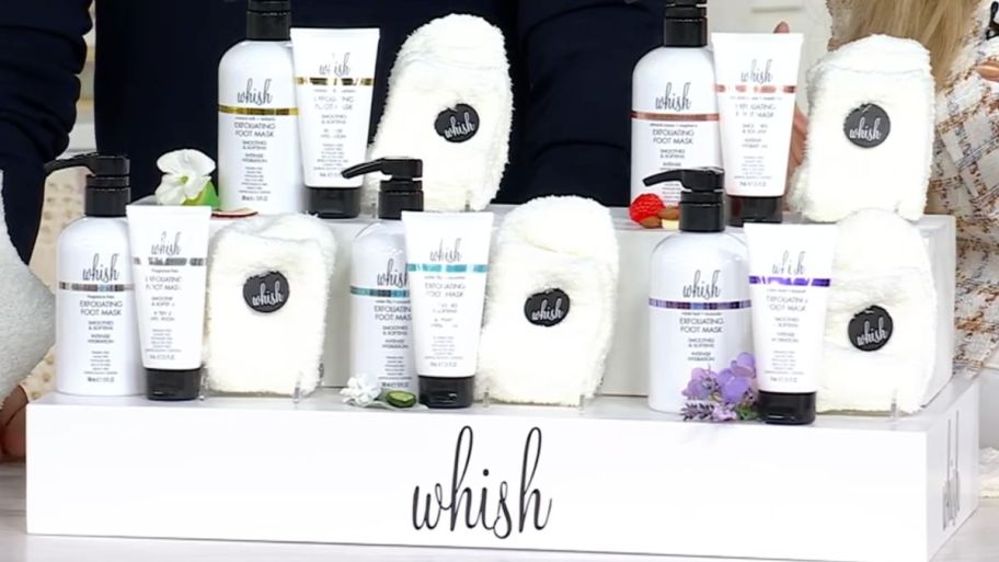 Whish feet care displayed on top of a table