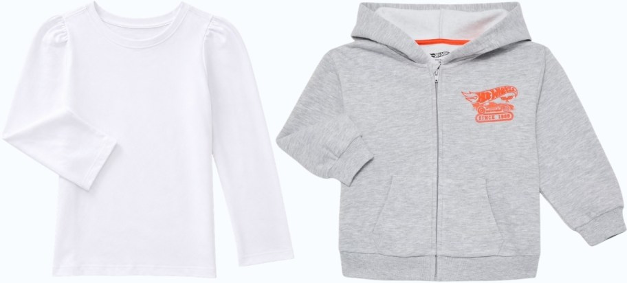 toddler girls tee and boys zip hoodie