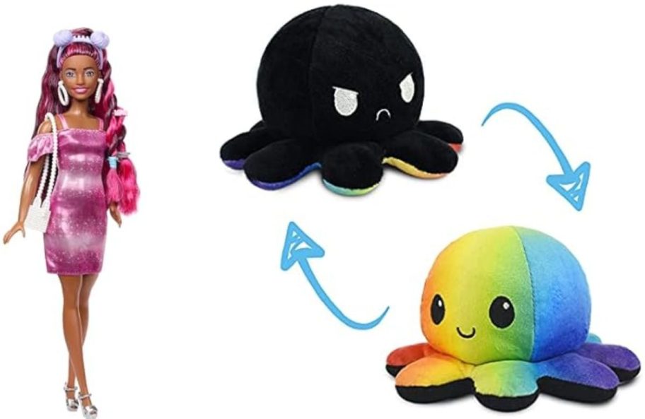 Stock images of a barbie doll and a teeturtle octopus