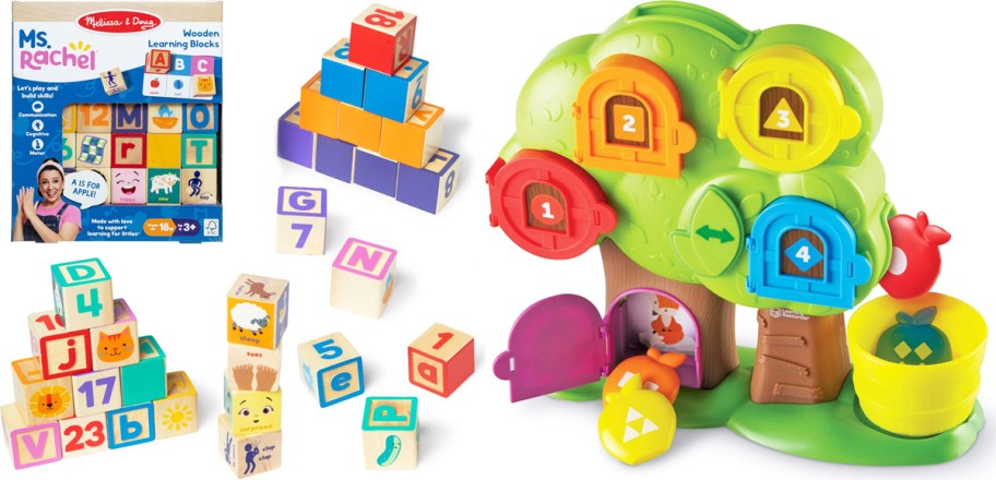 number & letter blocks and treehouse toy