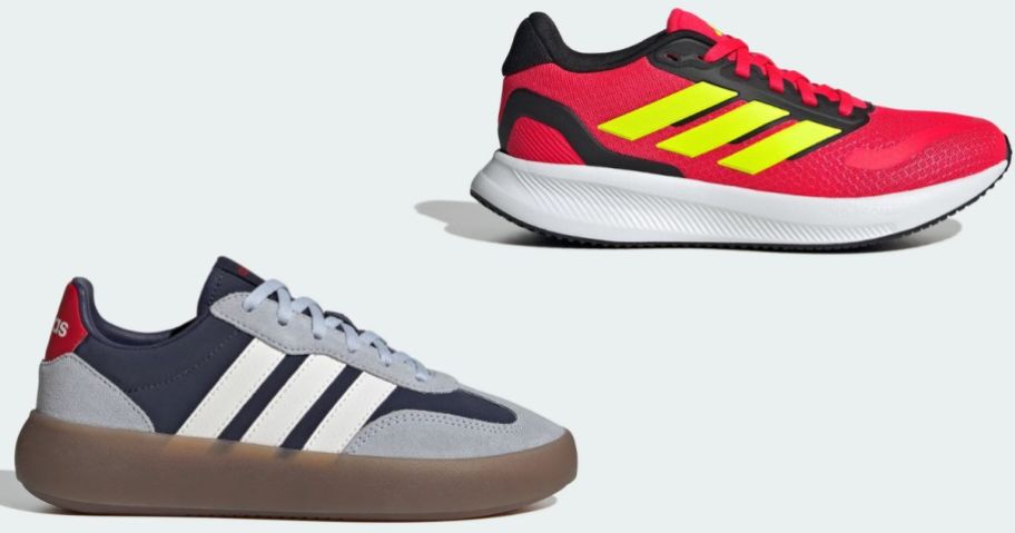 Stock images of two adidas kids shoes