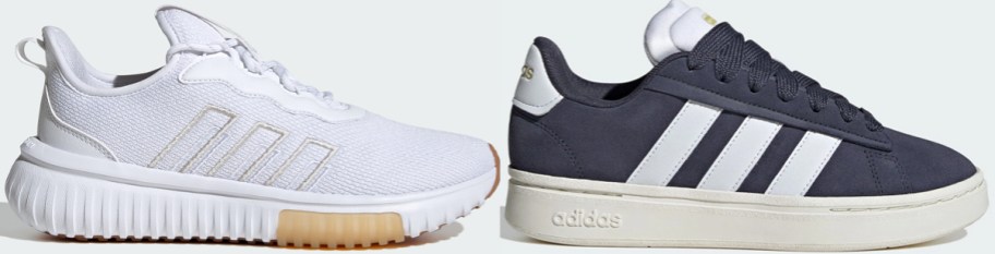 white and blue adidas shoes