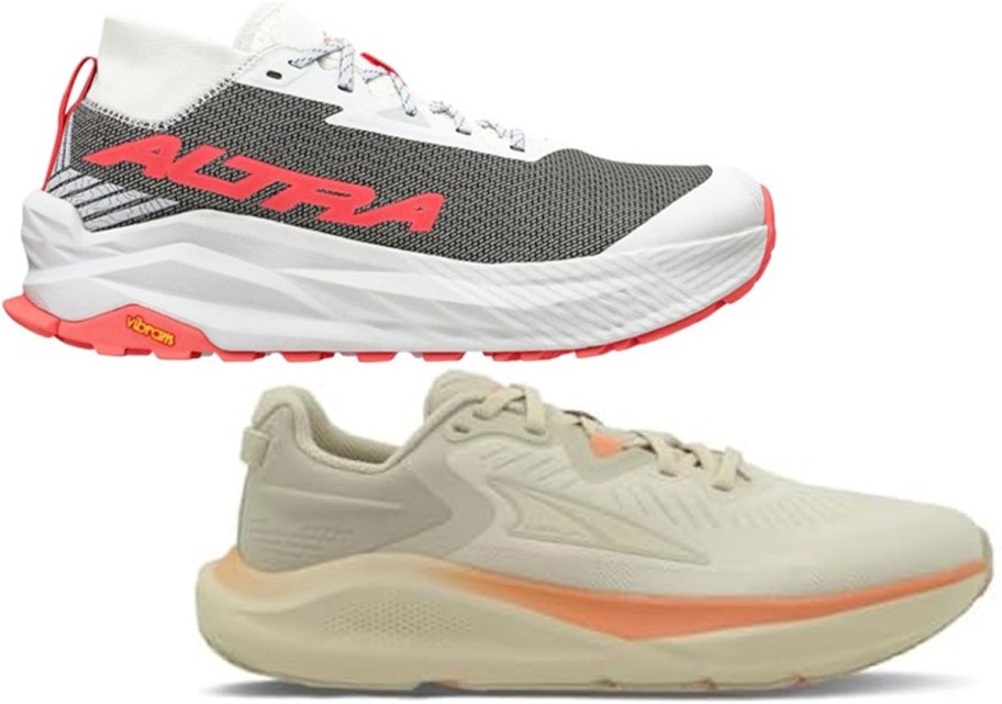 gray and tan running shoes 
