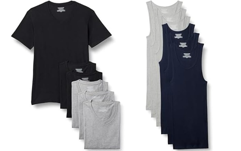 black and gray tees and tanks