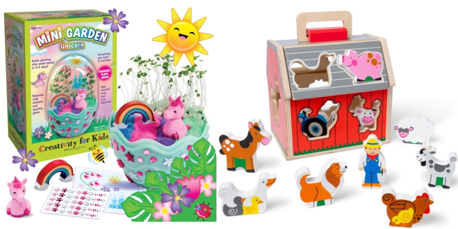 unicorn garden and barn toys